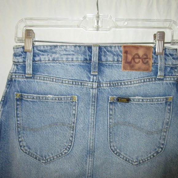 LEE Vintage Modern 26 27 Prairie Blue Distressed High Rise Denim Jean Skirt NWT - Picture 9 of 9